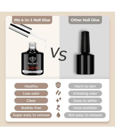 Modelones 4 in 1 Gel Polish Nail Set: Glue, Base Coat, Acrylic Nails, Rhinestone Gel Art - Buy Online on GoSupps.com