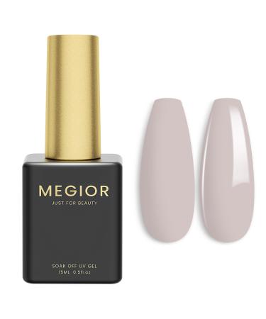 MEGIOR Grey Gel Nail Polish 15ml Cream Grey Gel Polish 1PCS Soak Off UV LED Nail Gel Polish for Nail Art Manicure Salon DIY Home for Women Girls Nails