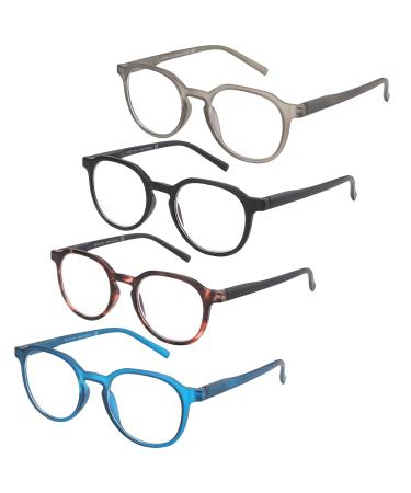 Zenottic 4-pack Blue light which blocks round reading glasses anti-headache / blind / eye load reader computer glasses women / men +2.00 black & turtle black & blue & blue