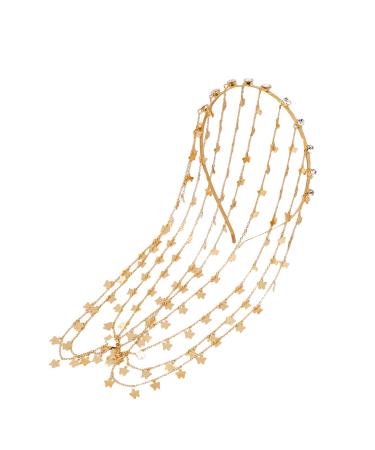 Verdusa Women's Rhinestone Fringe Layered Headband Head Chain Hair Accessories Butterfly Gold one-size Medium Butterfly Gold