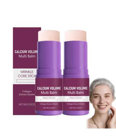 ZLHHRZJX Multi-purpose calcium balm in stick form. Multi-purpose calcium balm for skin sagging anti-wrinkle. Multi-purpose calcium balm for wrinkles anti-aging lip balm (2 PCS)