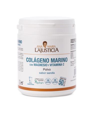 Ana Mar a Lajusticia Ana Maria Lajusticia - Marine Collagen with Magnesium and VIT C 350g (Watermelon Flavour) - Strong Seals and Smooth Skin Fabric Regenerator with Hydrolyzed Collagen Type 1 and 2 Container for 46