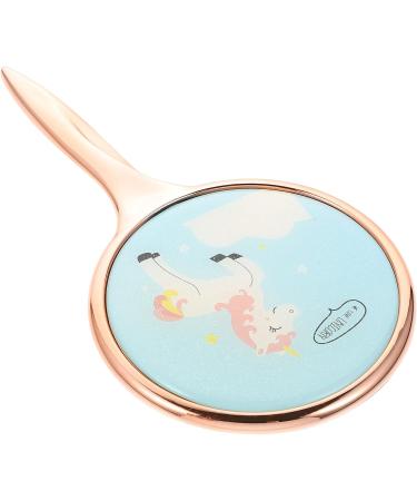 Beaupretty Blue Hand Held Makeup Mirror for Travel Outdoor Women - Metal Magnifying Cosmetic Mirror with Handle - Buy Online on GoSupps.com