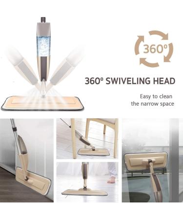 Microfiber Spray Mop for Floor Cleaning - 3 Washable Pads, Handle Flat Mop with Sprayer for Kitchen, Hardwood, Laminate & Ceramic Tiles - Dust Brown - Buy Online on GoSupps.com
