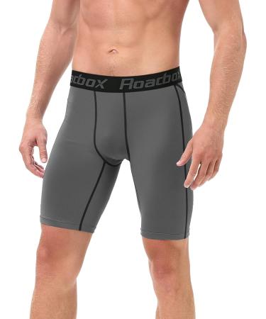 Roadbox Men's Compression Shorts 3 Pack - Cool Dry Athletic Underwear for Running & Gym - Black/Grey/Navy Blue - Large - Buy Online on GoSupps.com