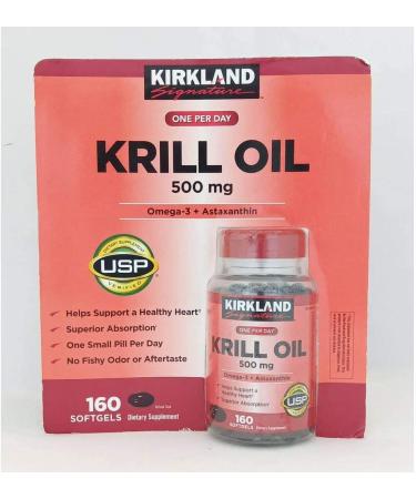 Kirkland Signature Krill Oil 500mg Softgels - 160 Count Pack - Buy Online on GoSupps.com