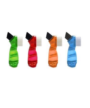 4 pieces of portable denture brush set moderately denture toothbrush cleaning brush with multi -layered bristles for false teeth cleaning 4 colors