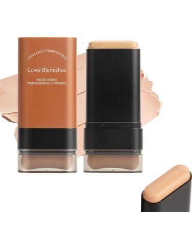 Hydrating Lightweight Foundation Stick with Brush Concealer Foundation 2 in 1 Stick Korea Multi-use Foundation Stick Makeup Lightweight Thin and Comfortable Cover Blemishes (03# 20g) 03# 20 g (Pack of 1)