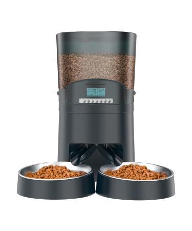 Automatic Cat Feeder for 2 Cats, HoneyGuaridan 6.5L/4.5L Pet Feeder for Cat&Dogs Dry Food Dispenser with Desiccant Bag, Stainless Steel Bowl 6 Meals 6.5L Blue
