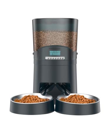Automatic Cat Feeder for 2 Cats, HoneyGuaridan 6.5L/4.5L Pet Feeder for Cat&Dogs Dry Food Dispenser with Desiccant Bag, Stainless Steel Bowl 6 Meals 6.5L Blue