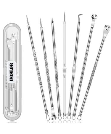 Dual Ended  7PCS Blackhead Remover  Comedone Pimple Extractor  Acne Whitehead Blemish Removal Kit  Professional Stainless Steel Clean Tool  for Face Nose Chin Cheek Forehead