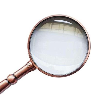 Portable Magnifiers Portable Retro Style Pure Copper Border Old Man Reading 20 Times Handheld HD Light Students with High Magnification Observation Insec Full of Stars