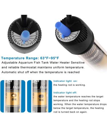 FREESEA Adjustable Aquarium Heater 25-300W with Submersible Thermometer | Reliable Fish Tank Temperature Control - Buy Online on GoSupps.com