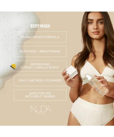 Nuda Body Wash | Sulfate & Paraben Free Self-Tan Aftercare Cleanser | Long-Lasting Streak-Free Tan | Antioxidants Vanilla & Lemon Extract | 250 mL with Pump - Buy Online on GoSupps.com