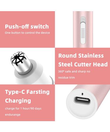 Rechargeable Ear and Nose Hair Trimmer for Men and Women - Painless Facial Hair Removal Tool in Pink - Buy Online on GoSupps.com