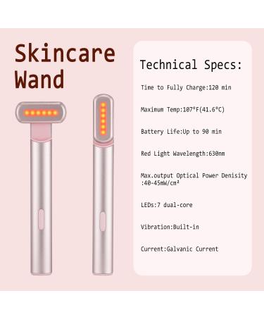 Light Therapy Wand for Face & Neck | Red & Blue Skin Rejuvenation Massager - Pink - Buy Online on GoSupps.com