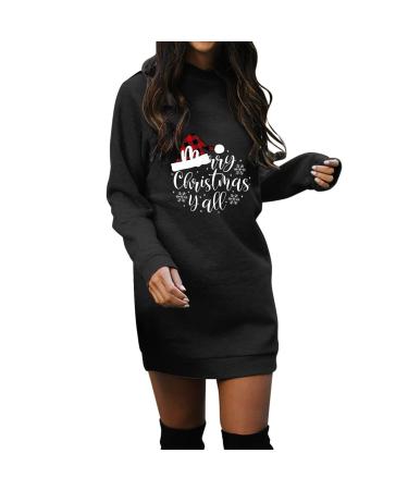 Christmas skirt for women costume cartoon pulli dress sexy party clothes dress dress Christmas dress mini sweater sweater puller dress top jumper narrow rock black s
