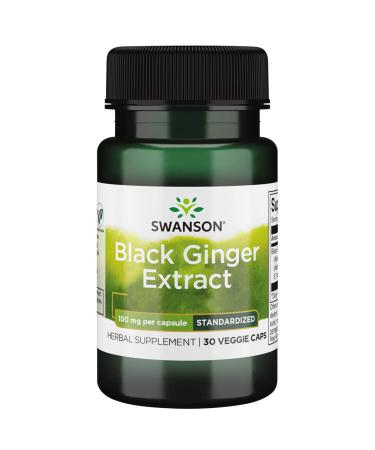 Swanson Black Ginger Extract 100mg High Strength 30 Vegan Capsules Lab Tested Vegetarian Soy Free Gluten Free Non GMO