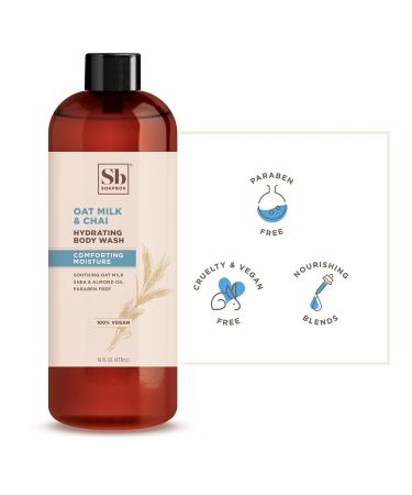 Soapbox Oat Milk & Chai Body Wash 16oz - Moisturizing Cleanser with Shea Butter & Almond Oil | Paraben, Gluten, Silicone Free | Vegan, Cruelty Free | Pack of 3 - Buy Online on GoSupps.com