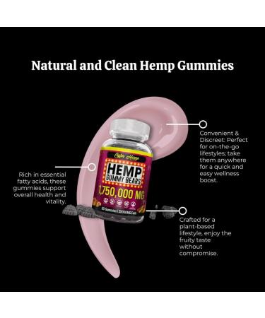 Organic Hemp Gummies Neuropathy Support High Potency - Vegan Extra Strength Hemp Oil Infused Nerve Pains Supplement Gummy Capsules Bear Edibles Omega 3-6-9 Vitamin B2 Made in USA - Buy Online on GoSupps.com