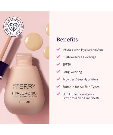 By Terry Hyaluronic Hydra-Foundation SPF 30 | Vegan Liquid Foundation Makeup | 30ml Medium Fair - Buy Online on GoSupps.com
