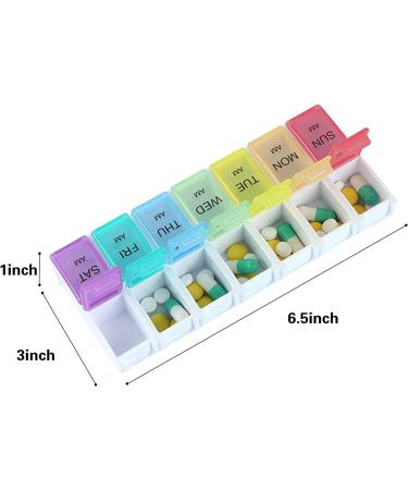 Portable Weekly Pill Dispenser & Organizer with Detachable Pill Box - 2 Times a Day Reminder for Vitamins/Fish Oil - Easy-to-Carry Pill Case - Buy Online on GoSupps.com