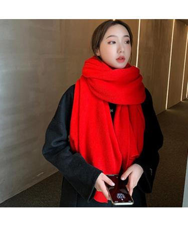 Winter Scarf Women | Black Knitted Scarf with Wool Flowers & Buttons | Triangular Hooded Scarf - One Size Red - Buy Online on GoSupps.com