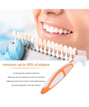 Dual Head Denture Toothbrush - Efficient Plaque Removal for Partial Half & Complete Dentures (Orange) - Buy Internationally - Buy Online on GoSupps.com