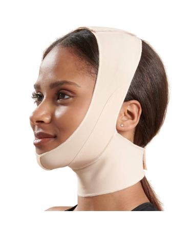 MARENA Unisex Recovery Compression Chin Strap with Mid-Neck Coverage for Post-Op Mask Beige Medium (Pack of 1)