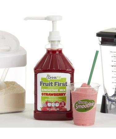 DrinkFit Strawberry Fruit Smoothie Mix | 64 Fl Oz Concentrated Real Fruit Puree | Gluten-Free, Lactose-Free, Vegan, Kosher | Bottle Only - Buy Online on GoSupps.com