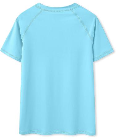Glimnerize Boys Rashguard Swim Shirt - Short Sleeve UV Protection Round Collar 104-152 | Light Blue for Sandy Beach Fun - Buy Online on GoSupps.com
