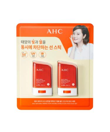 AHC Natural Perfection Double Shield Sun Stick 22g Duo Set - SPF 50+ Protection - Buy Online on GoSupps.com