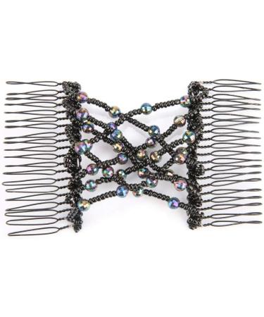 BORDSTRACT Magic Hair Comb Elastic Beaded Double Comb Hair Clip for Long Lasting Updo Popular Hairstyles (Black) Random - Buy Online on GoSupps.com