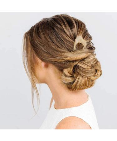 Vintage U-Shaped Hair Pins 2PCS - Style 1 C.Gold Color | French Hair Sticks for Chignon Hairstyles - Buy Online on GoSupps.com