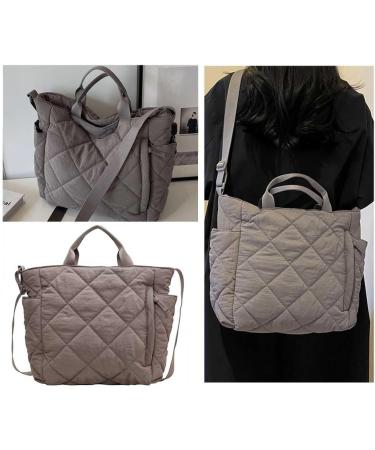 Arvalolet Women's Quilted Winter Shopper Bag - Light Padded Large Capacity Fluffy Hobo Handbag in Gray - Buy Online on GoSupps.com