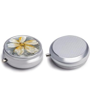 Travel Pill Box - 3 Compartment Portable Medicine Organizer with Yellow & White Floral Design - Perfect for Pocket & Handbag - Buy Online on GoSupps.com