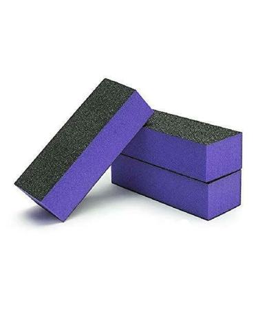PrettyClaw | 12pc Disposable 3-Way Nail Buffer Blocks 60/60/100 Black Grit Purple Buffing Sanding Nail File 3 Sided