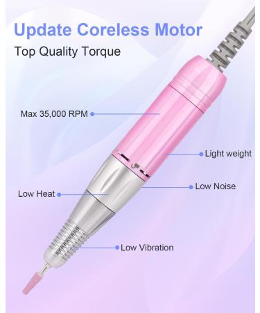 Professional Rechargeable Electric Nail Drill - 35000 RPM Cordless E-File for Acrylic Nails - Portable Manicure Pedicure Tool (Pink - Buy Online on GoSupps.com