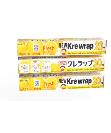 KUREHA Krewrap Plastic Cling Wrap, Pack of 3, 65 sq ft. Per Roll, Clear 3 Pack