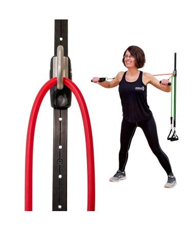 Space Saver Gym Resistance Bands Exercise Equipment for at Home Fitness Workout | Resistance Band Wall Anchor with 1 Rail and 1 Rail Car - Kinetic Bands 1 Rail 1 Car (No Resistance Bands)