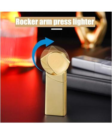 Butane torch lighter rocker arm lighter windproof adjustable red jet flame candle lighter metal portable refillable lighter collectible decorative gift Black - Buy Online on GoSupps.com
