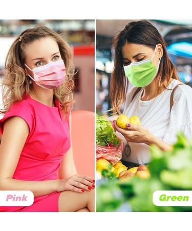 HIWUP 50-Pack Multicolor Disposable Face Masks for Adults & Teens - 3 Layer Protection - Buy Online on GoSupps.com