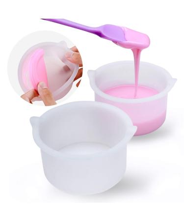 2Pcs Silicone Wax Pot with 1Pc Wax Spatula, Wax Bowl for Hair Removal, Replacement Waxing Pot for Wax Machine Kit, 500ml Wax Warmer for Hair Removal, 16.9 Oz