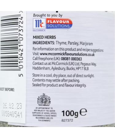 Schwartz Mixed Herbs Spice Blend Seasoning Cooking Flavour Food Aromatics 100g - Buy Online on GoSupps.com