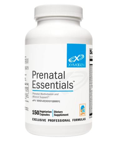 XYMOGEN Prenatal Essentials - Prenatal Vitamins + Mineral Support - Pre Natal Multivitamin with Bioactive Folate Methyl (5-MTHF) + Gentle Minerals to Promote Optimal Absorption (150 Capsules)