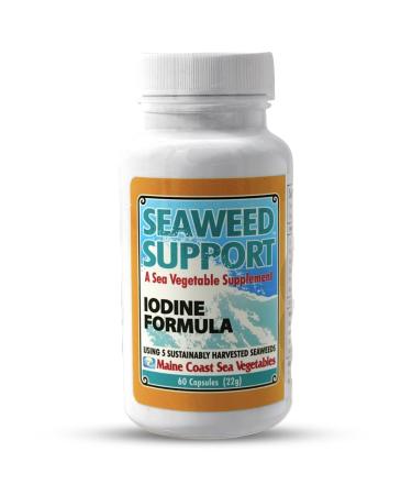Maine Coast Sea Vegetables Seaweed Support Iodine Formula | Source of Iodine from Seaweed | Daily Use Iodine Supplement | Organic Alaria Rockweed Sea Lettuce Dulse & Bladderwrack blend | 60 Capsule