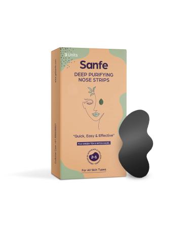 Sanfe Deep Purifying Nose Strips for Women - Pack of 3 with Fuji Green Tea & Witch Hazel extracts | Removes Whiteheads | Blackheads and cleanses pores | Use on Nose