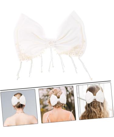 FOMIYES Girls Hair Accessories Pearl Hair Clip Wedding Hair Clip Girl Bows Hair Decoration Back Hair Bow Hair Bow Clip Hair Clips Decorate Headgear Hairpin Button Metal Delicate White Miss - Buy Online on GoSupps.com