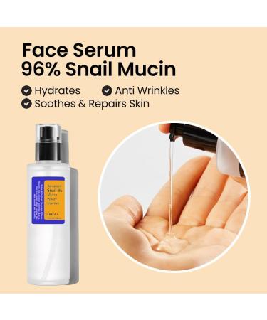 Snail Mucin Serum 100ml/3.38fl Advanced Snail Mucin 96% Power Repairing Essence Hydrating Snail Serum Secretion Filtrate 96% Moisturizing Hydrating Brightening Serum. - Buy Online on GoSupps.com