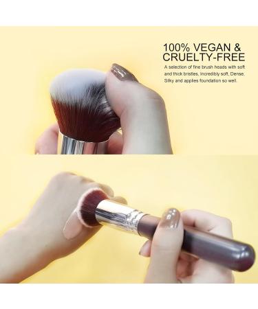 Round Top Kabuki Foundation Brush | Professional Grade Makeup Brush for Liquid & Mineral Powder | Best Blending Buffing & Stippling Tool - Black - Buy Online on GoSupps.com